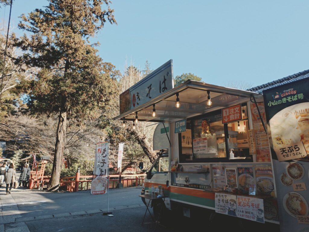 栃木県小山市　間々田八幡宮　初詣・新年祈願祭に出店しました【KC11小山のきそば号】